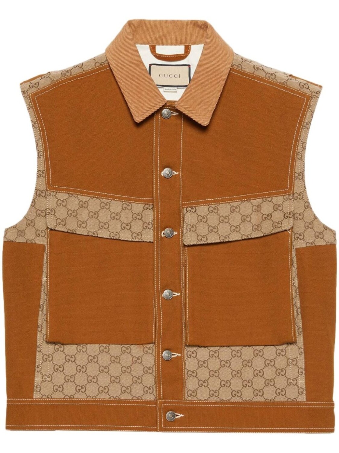 

Gucci жилет с логотипом GG, коричневый