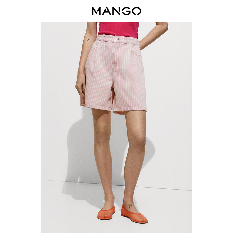 

Джинсовые шорты Mango из смесового хлопка, розовый