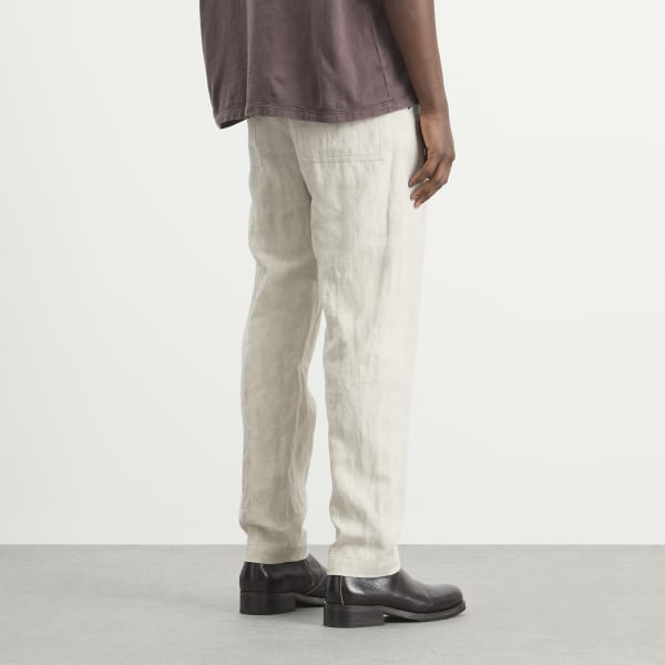 Брюки из хлопка и льна в елочку Dries Van Noten, off белый — фото 3