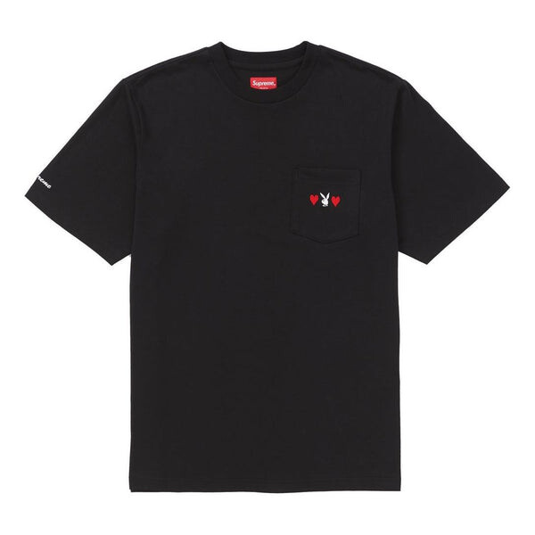 

Футболка fw18 x playboy pocket tee black crossover solid color short sleeve Supreme, черный