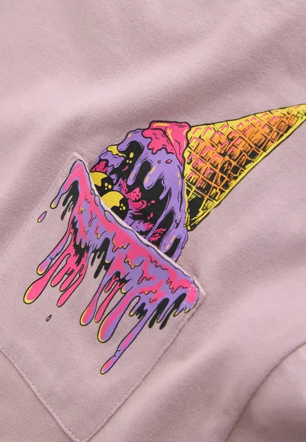Футболка Regular fit oversized graphic print, Next, розовое мороженое — фото 3