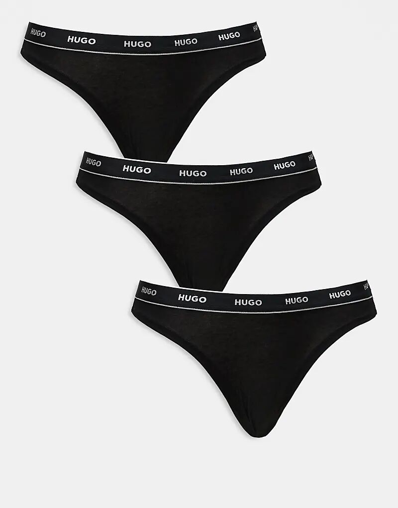 

HUGO Bodywear 3 пары трусиков-стрингов черного цвета с логотипом на поясе Hugo Red