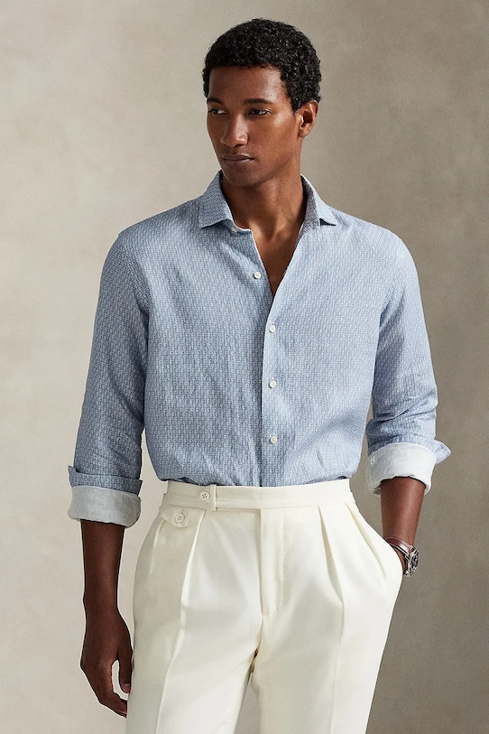 

Льняная рубашка Polo Ralph Lauren, синий