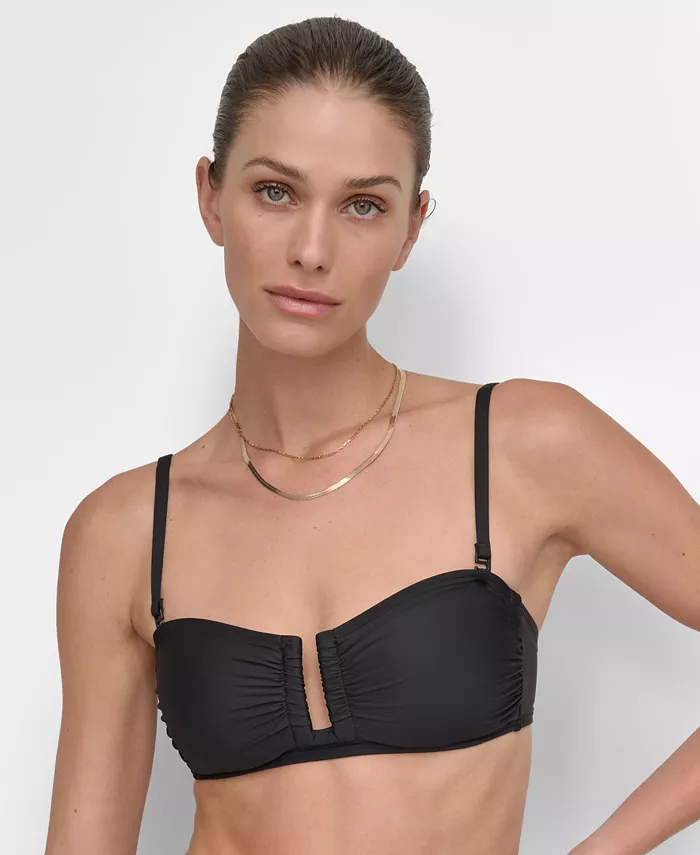 

Женский топ-бандо бикини с U-образной проволокой и сборкой DKNY, оранжевый
