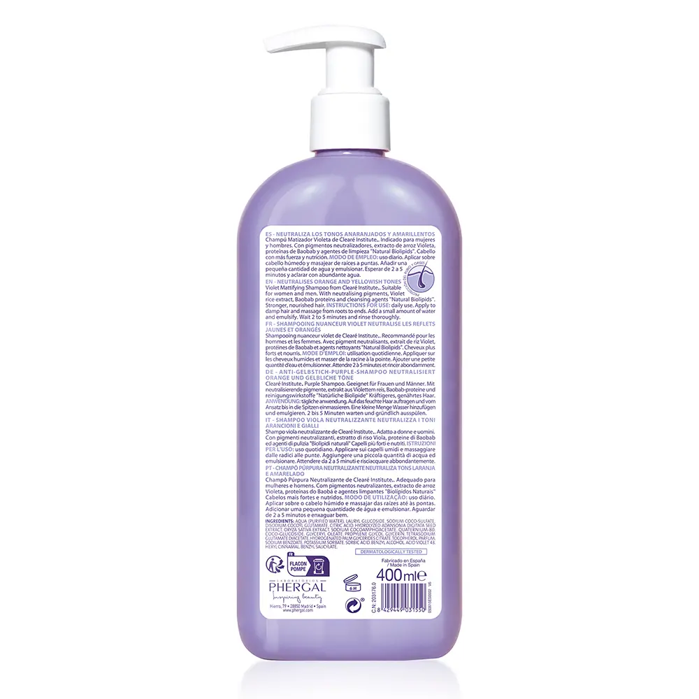Шампунь Matizador violeta champú 400 ml Clearé Institute, 400 мл. — фото 2