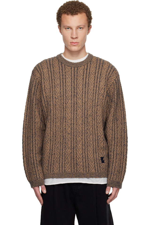 

Свитер из шерстяной смеси в елочку Wooyoungmi, коричневый