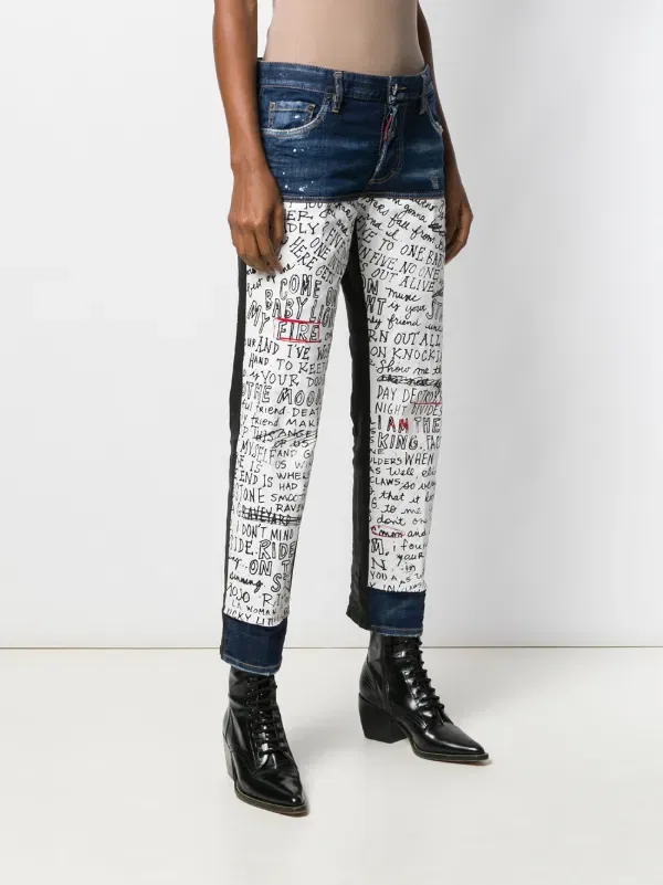 Джинсы с отпечатком рукописного текста Dsquared2, синий — фото 3