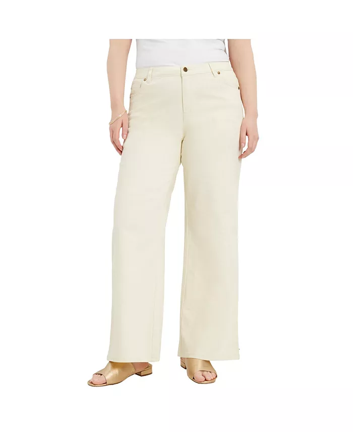 

Женские джинсы June + Vie Curvie Fit Wide-Leg, слоновая кость/кремовый