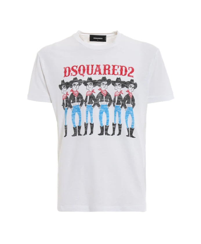 

Хлопковая футболка S производство Италия Dsquared2, белый