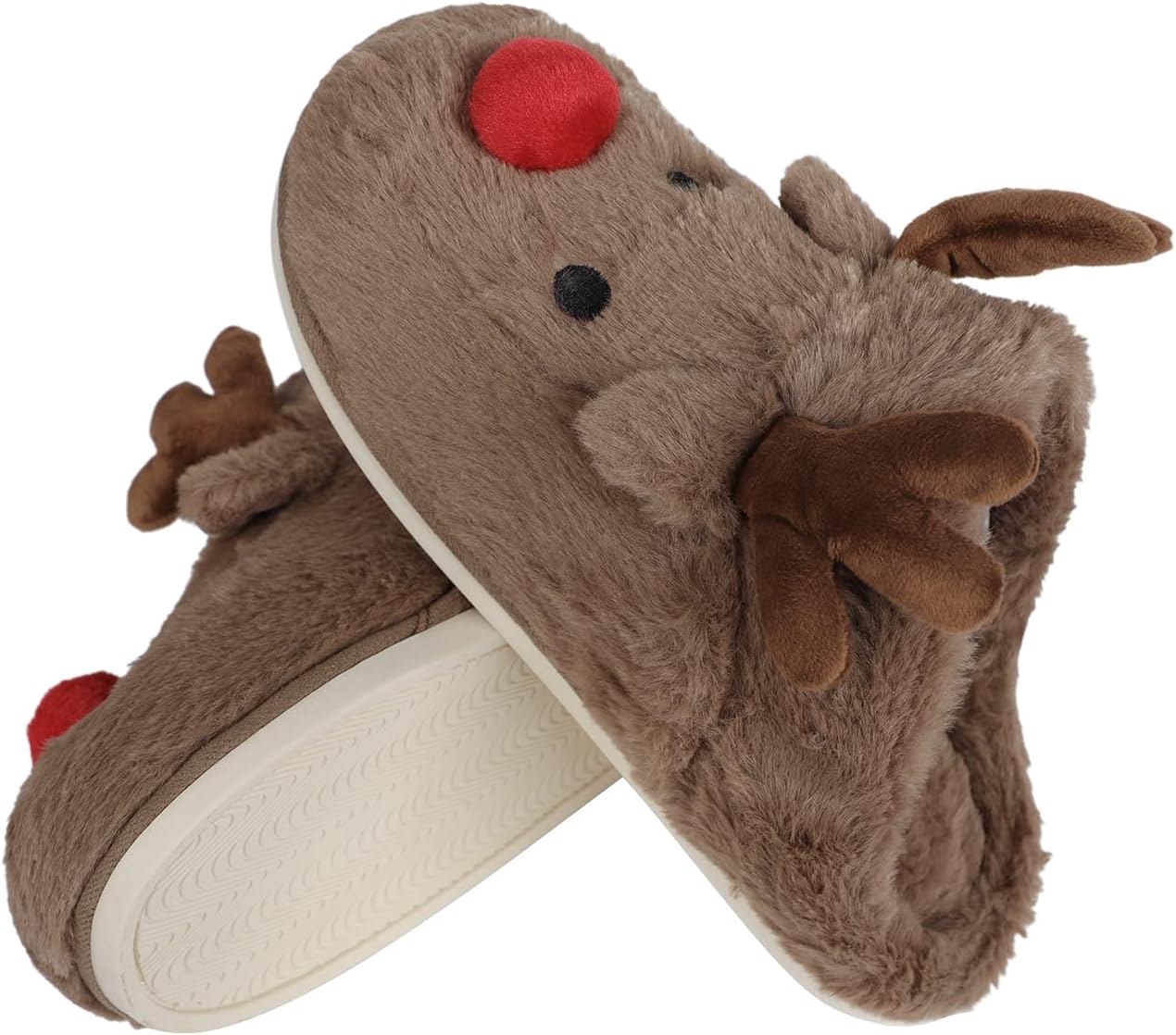 Пушистые домашние тапочки, уютные теплые зимние тапочки с милыми животными, мягкие домашние тапочки из искусственного меха Itoda, коричневый — фото 3