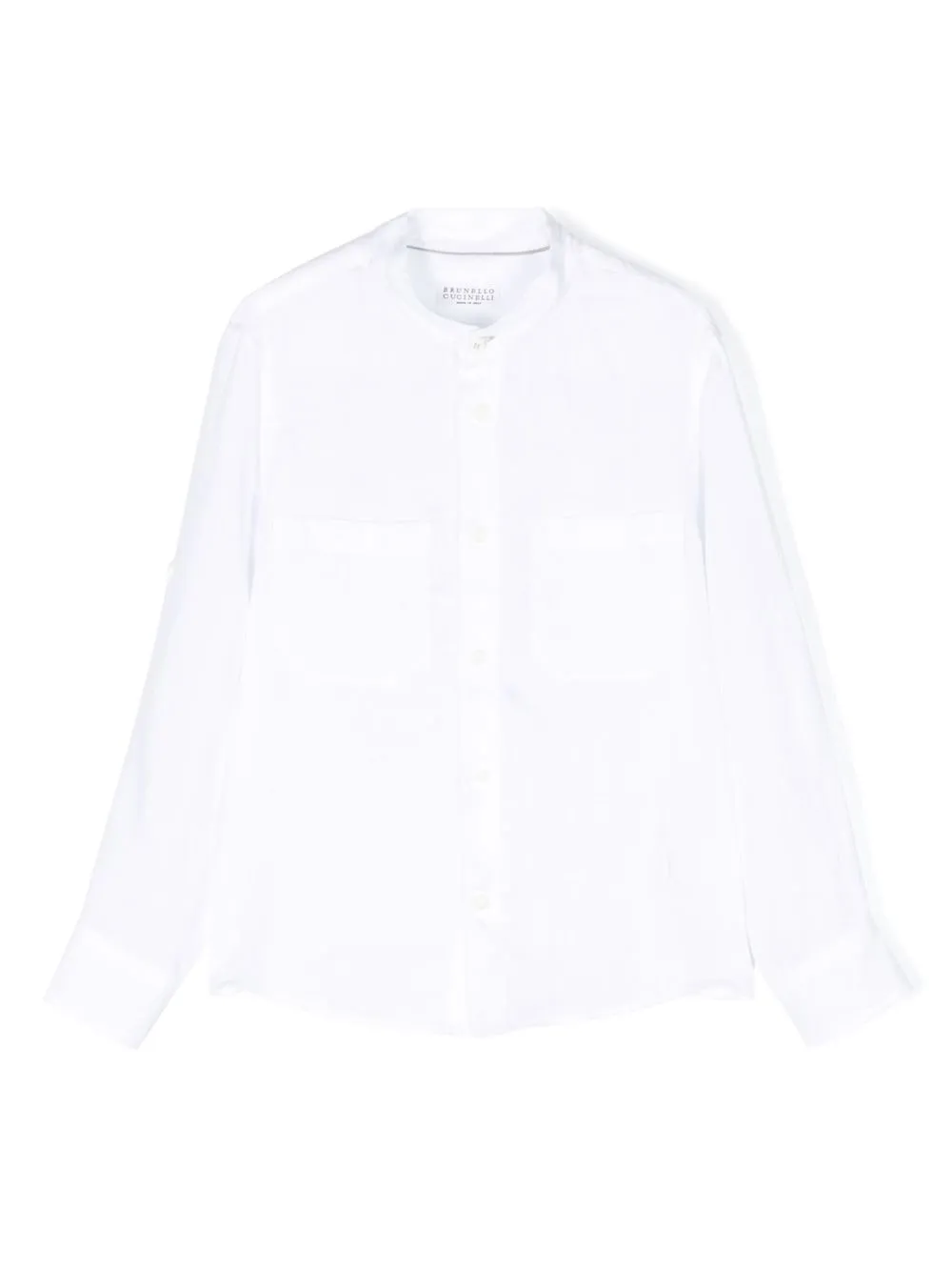 

Рубашка с воротником-стойкой Brunello Cucinelli Kids, белый