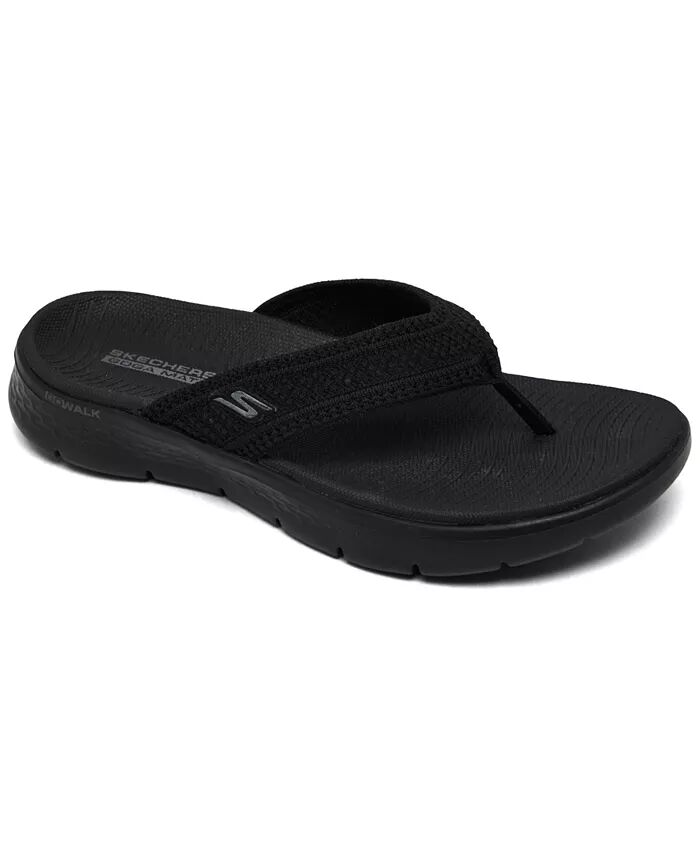 Женские сандалии GO Walk Flex Flip-Flop Thong от Finish Line Skechers, черный