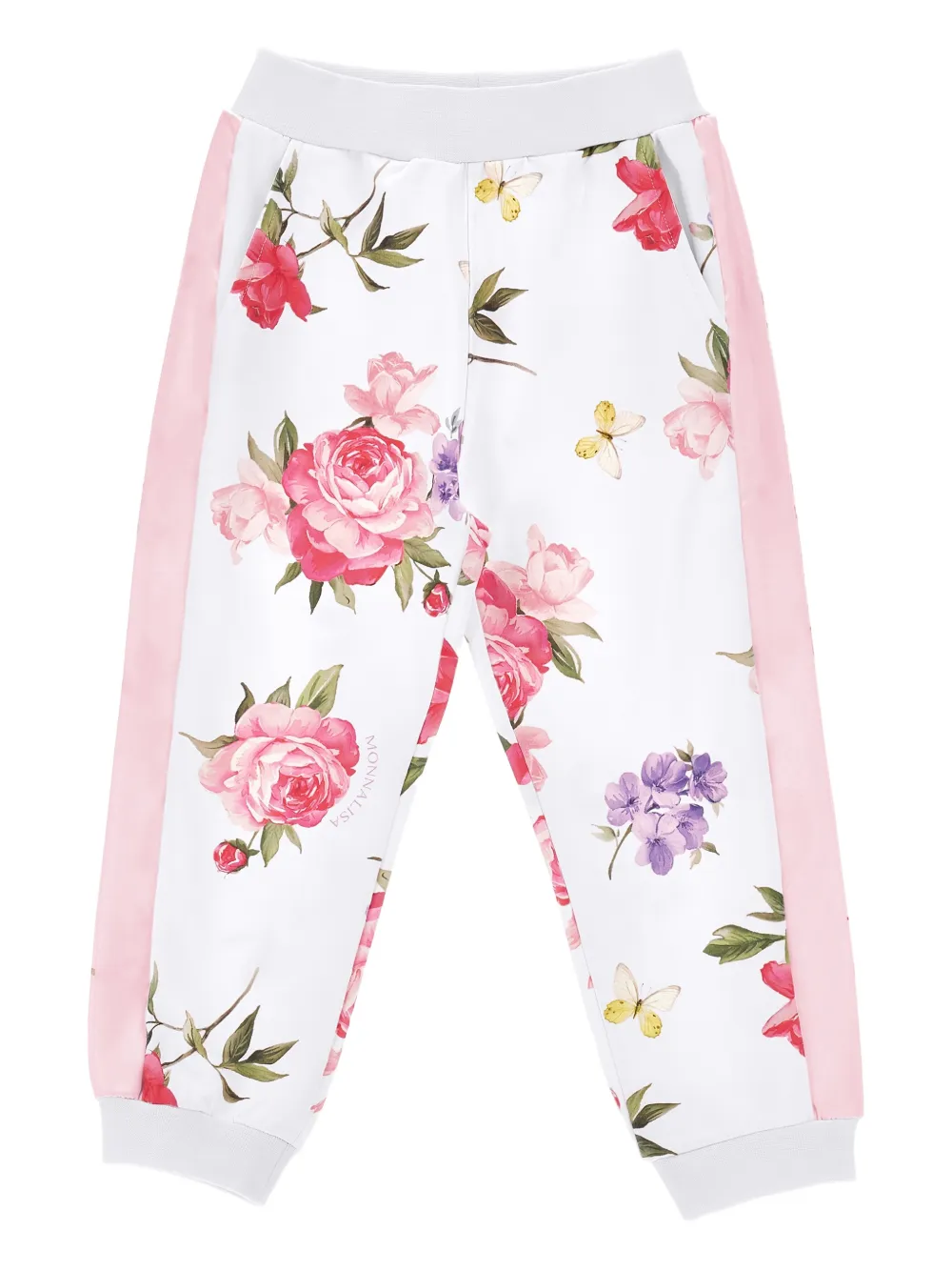 

Спортивные брюки с цветочным принтом Monnalisa, белый