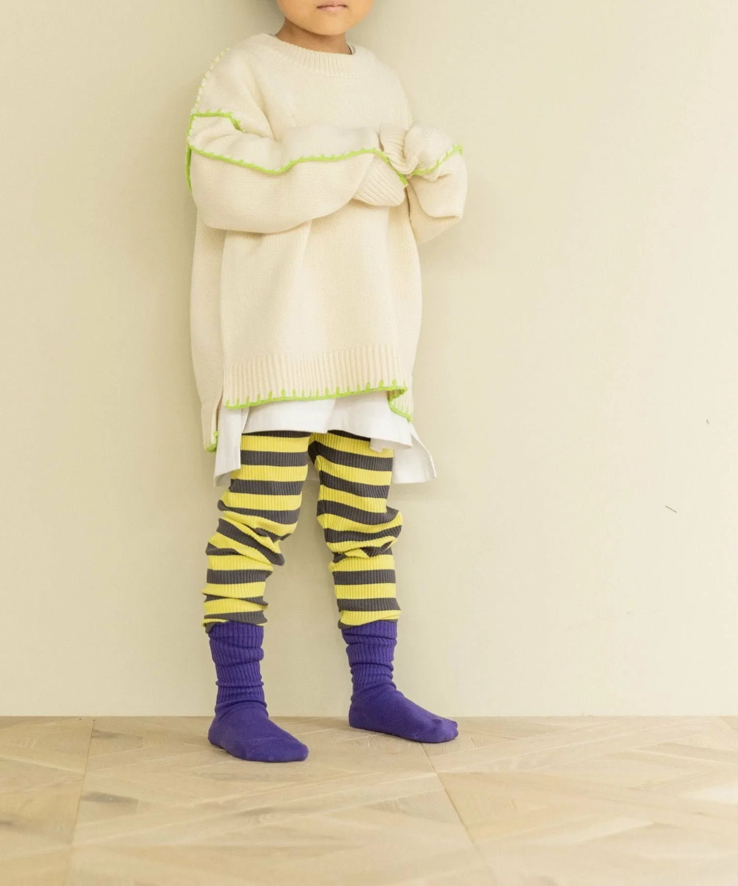 Полосатые ребристые леггинсы Lowrys Farm, Yellow x Gray (62)