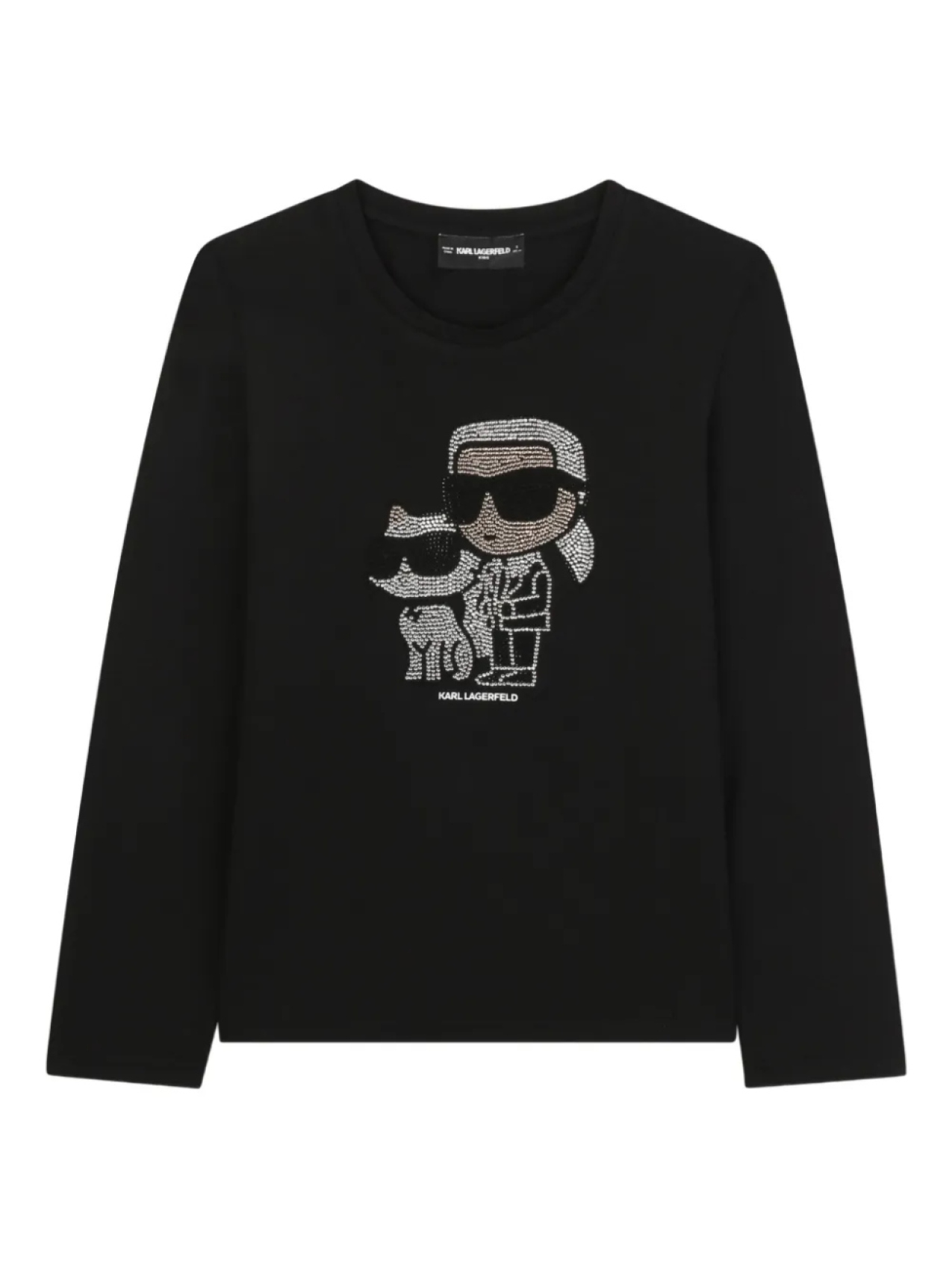 

Karl Lagerfeld Kids топ Ikon с длинными рукавами и стразами, черный
