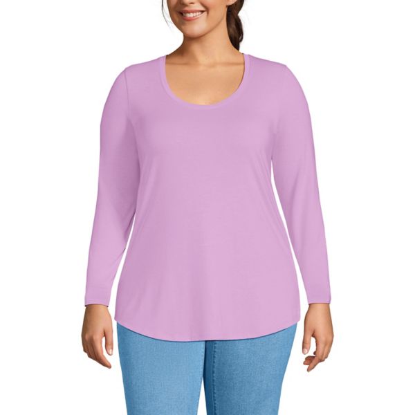 

Туника с длинным рукавом для тренировок больших размеров Lands' End, цвет wild lilac