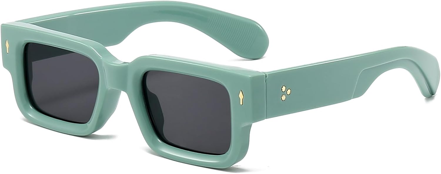 

Солнцезащитные очки EYLRIM в толстой квадратной оправе для женщин и мужчин, массивные прямоугольные солнцезащитные очки черного цвета с защитой от УФ-излучения UV400, 07 Green/Grey