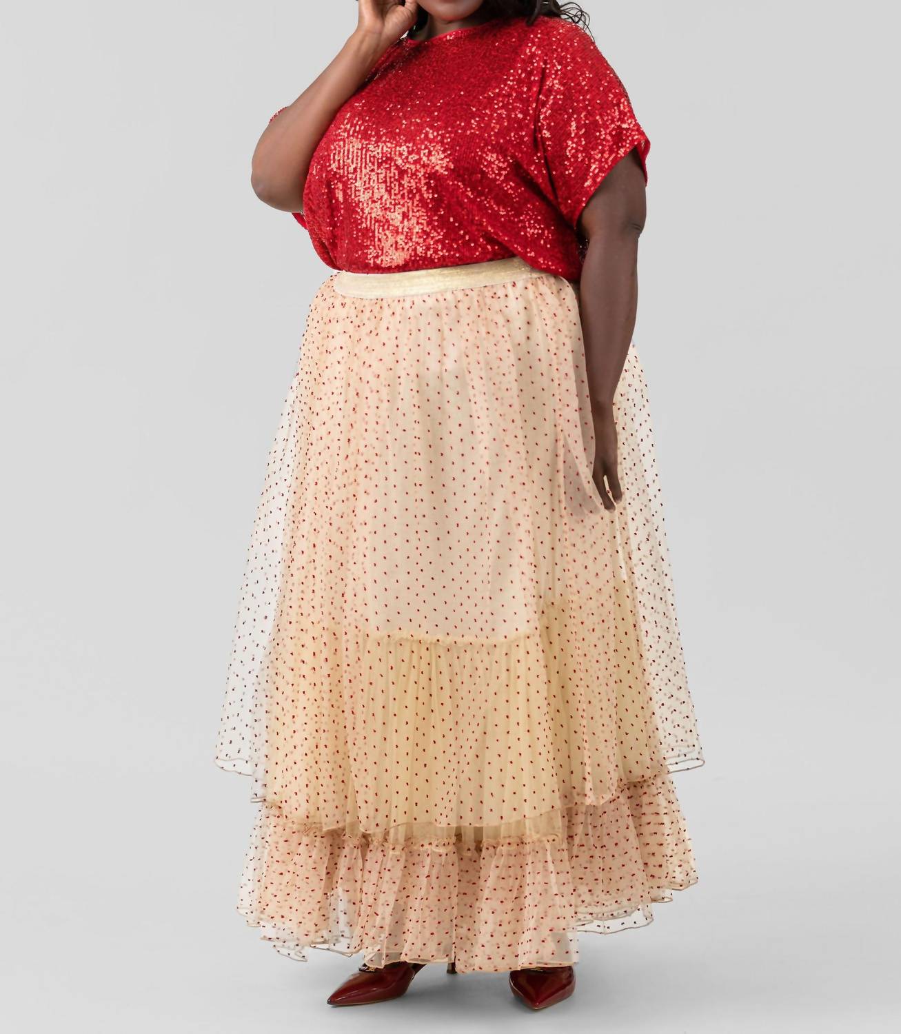 

Тиллы Макси Юбка плюс в теплом бежевом -bl^nk-