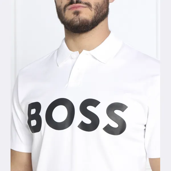 Рубашка-Поло стандартного кроя с логотипом Pebilogo Boss, белый — фото 3