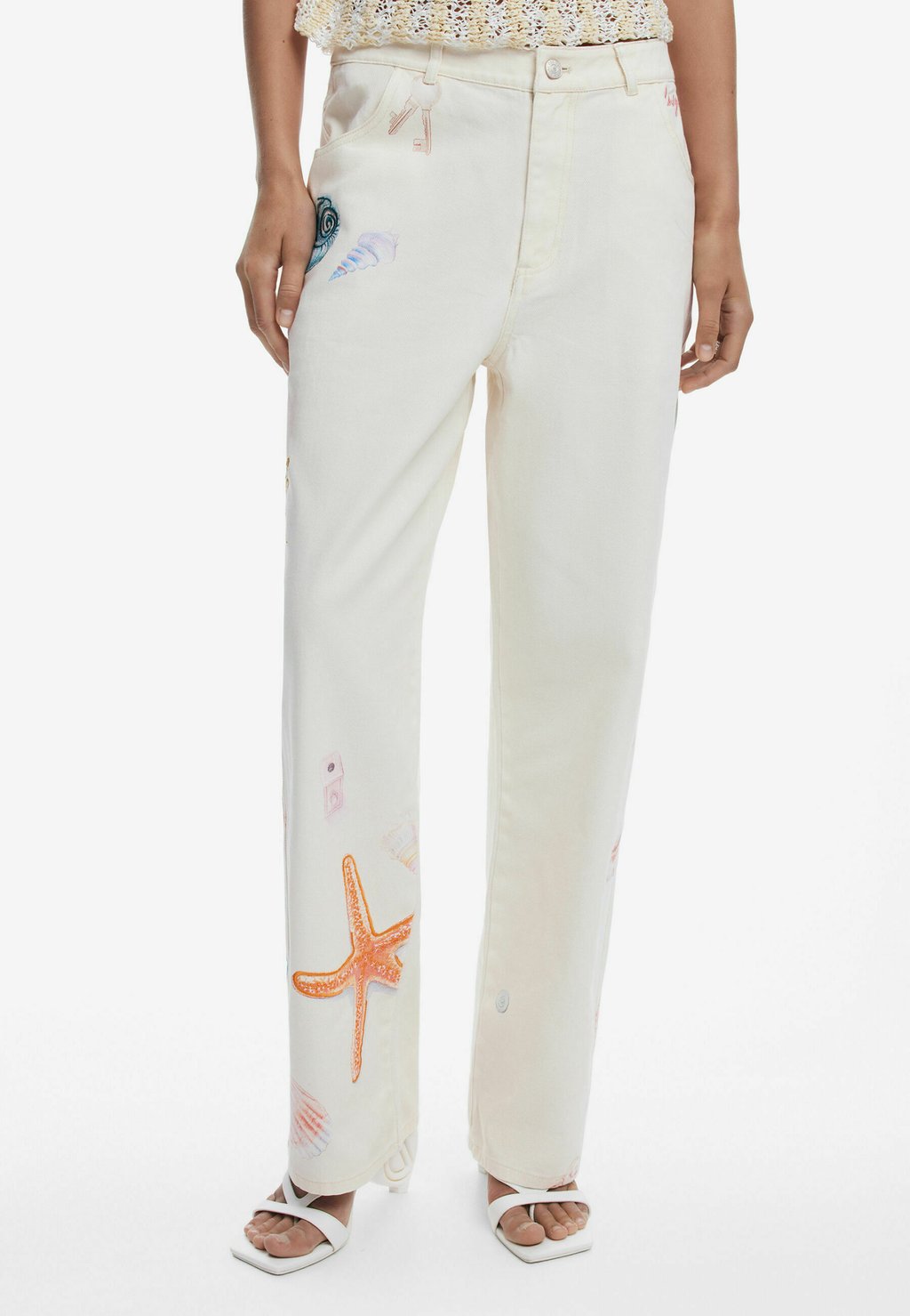 

Джинсы прямого кроя WITH SEA STARS Desigual, бежевый
