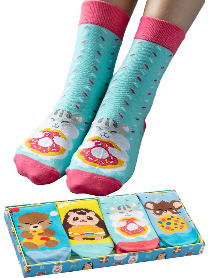 

Носки Corimori Witzige Baumwolle Socken 4er Set Tiere Geschenk-Verpackung, цвет Türkis-kombi