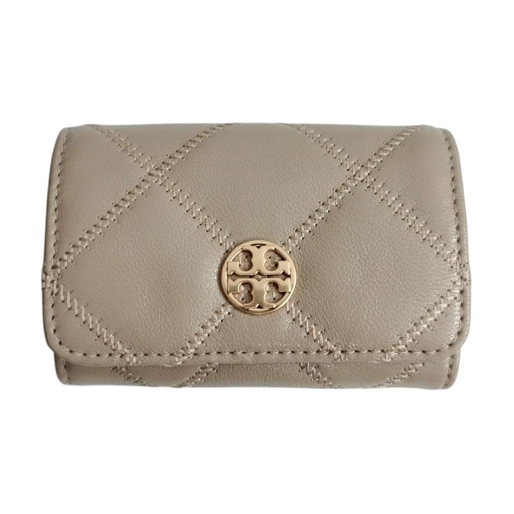 

Кожаный кошелек для карт женский миндально-розовый TORY BURCH
