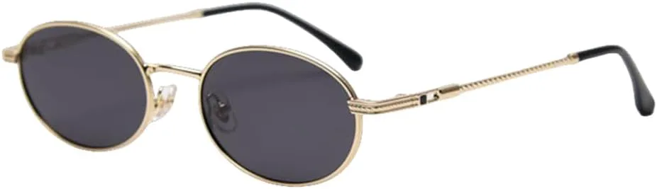 

Ретро овальные очки для мужчин, защита от УФ-излучения UV400, золотистые, маленькие, солнцезащитные очки для женщин, металлические VFDHN, Gold With Black