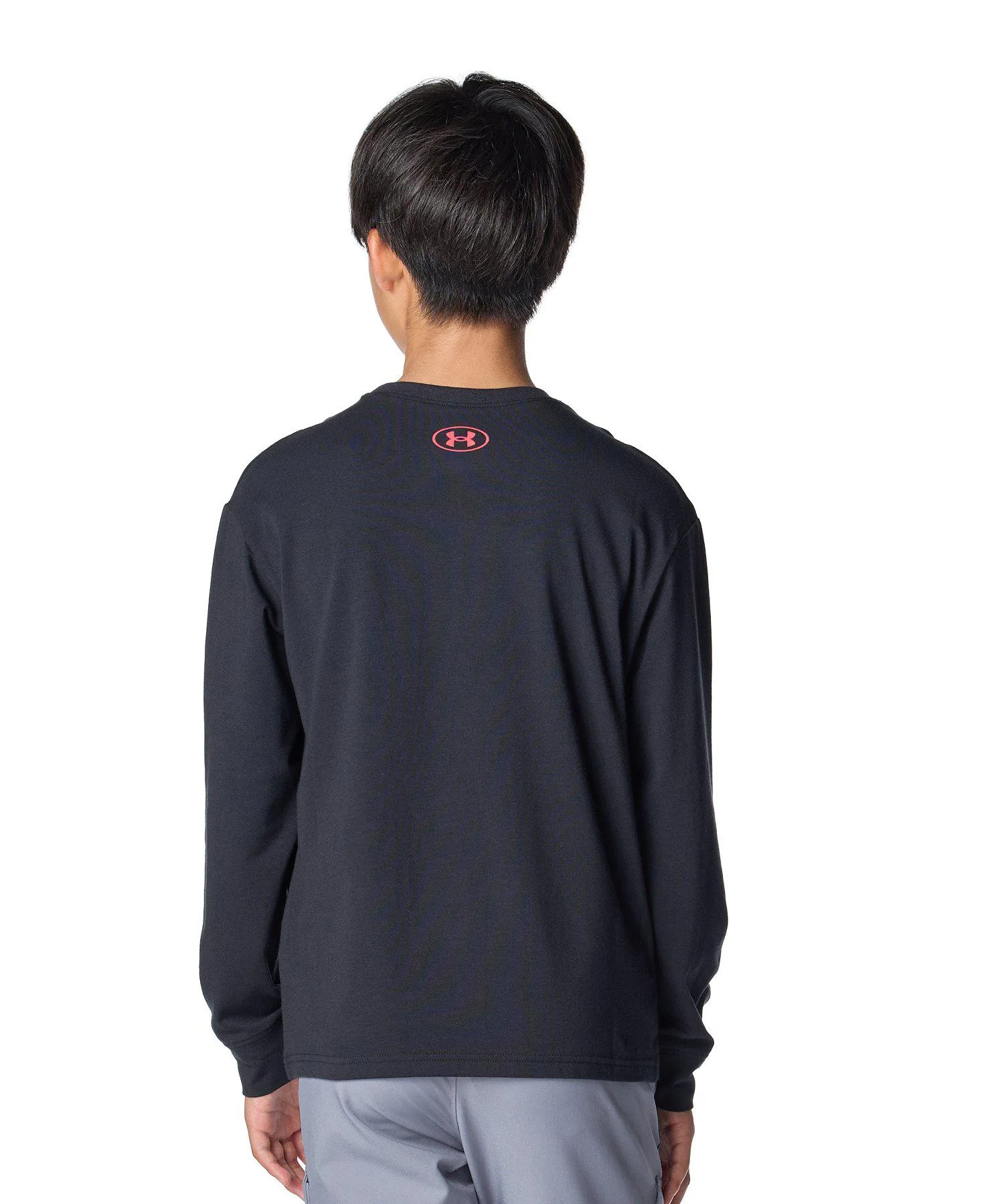 Детская футболка с длинным рукавом Performance Cotton Varsity Logo UNDER ARMOUR чёрная — фото 2