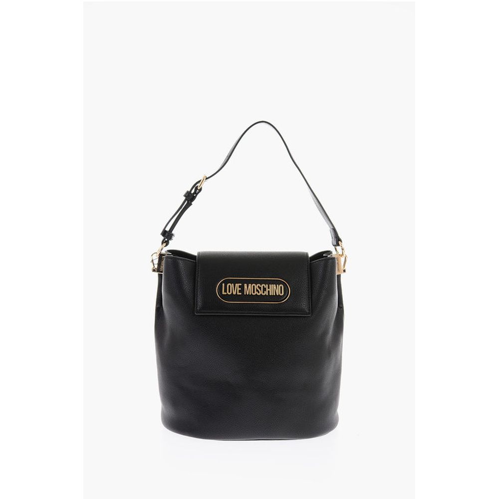 

Сумка-ведро LOVE из текстурированной искусственной кожи с тисненым логотипом Moschino, Black