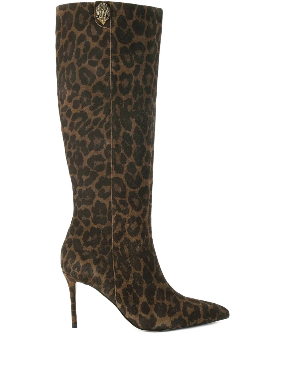 Кожаные сапоги до колена Belgravia с леопардовым принтом, каблук 85 мм Kurt Geiger London, коричневый