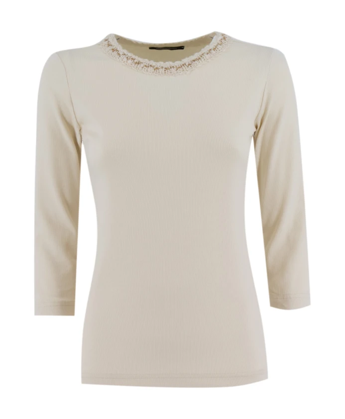 

Футболка с рукавами 3/4 и декоративным воротником. Fabiana Filippi, бежевый