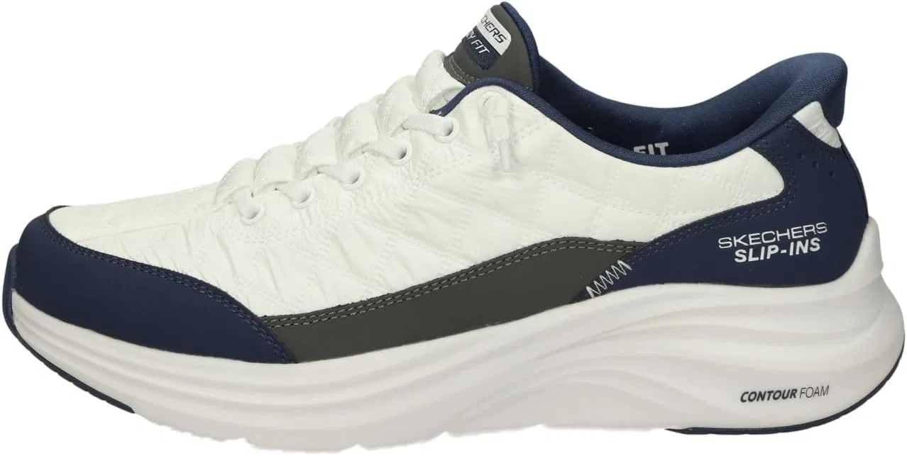 Мужские кроссовки Skechers 232619w, 2-White Mesh Duraleather Navy Trim