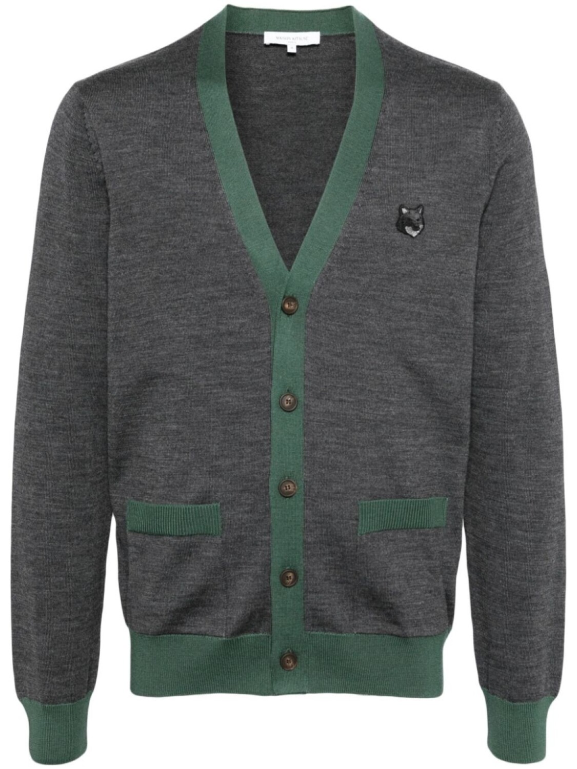 

Maison Kitsuné кардиган с нашивкой Bold Fox Head Patch, серый