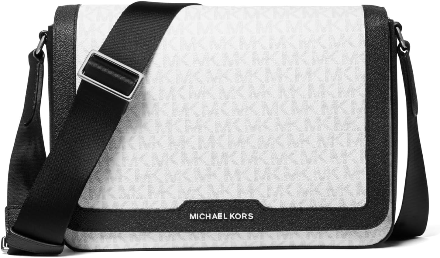 

Michael Kors мужская сумка Hudson Flap Crossbody, Gunmetal-Hardware/Bright White