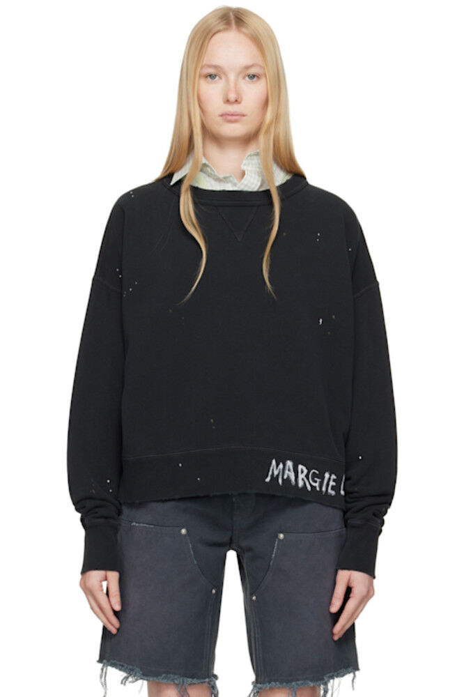 

Черная толстовка с логотипом в стиле граффити Maison Margiela