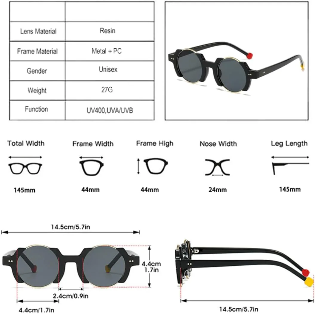 

Популярные модные круглые женские солнцезащитные очки в стиле панк, ретро-очки с заклепками, мужские трендовые градиентные очки UV400 UATXTAU, Glossy Black Grey