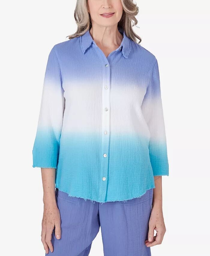 

Женская летняя блузка на пуговицах Breeze Dip Dye Alfred Dunner, мультиколор