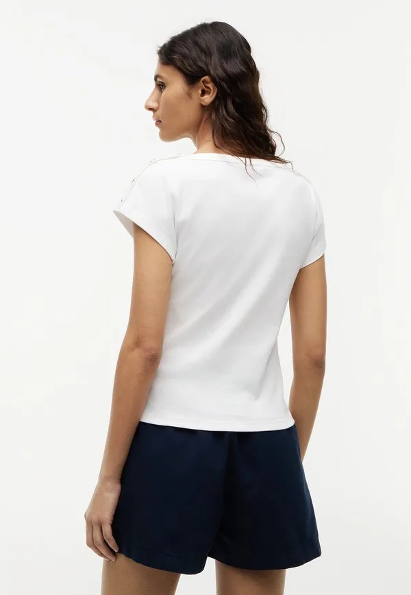 Футболка с принтом и вырезом-лодочкой Tommy Hilfiger, Ecru — фото 3