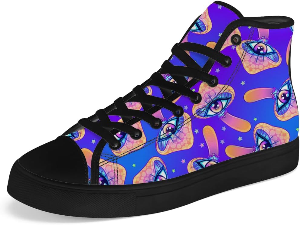 

Кеды на высокой подошве chebing с рисунком психоделических грибов для мужчин и женщин, шнуровка, повседневная обувь, подарок для него и нее, синий