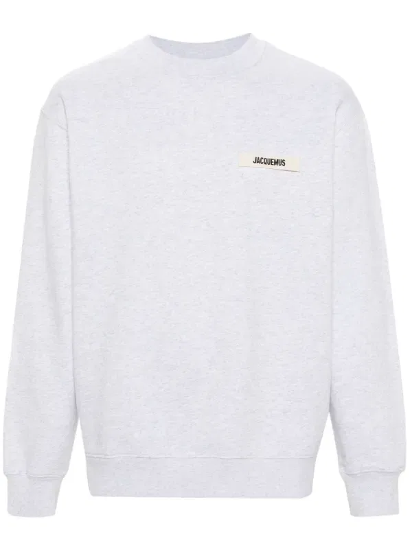 Хлопковая толстовка с нашивкой и логотипом Jacquemus, серый