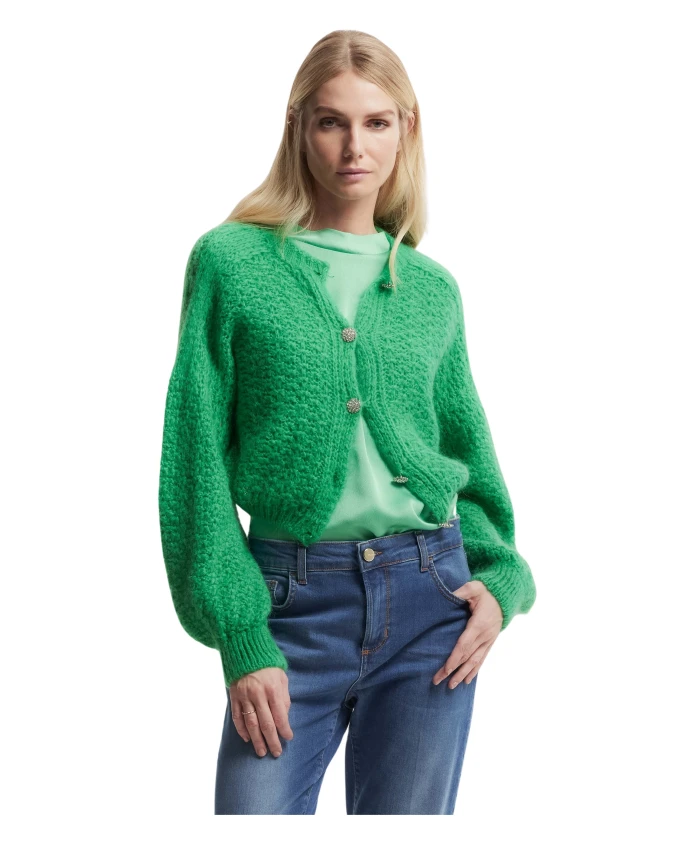 

Очаровательный вязаный кардиган с рукавами-епископскими. Kocca, зеленый