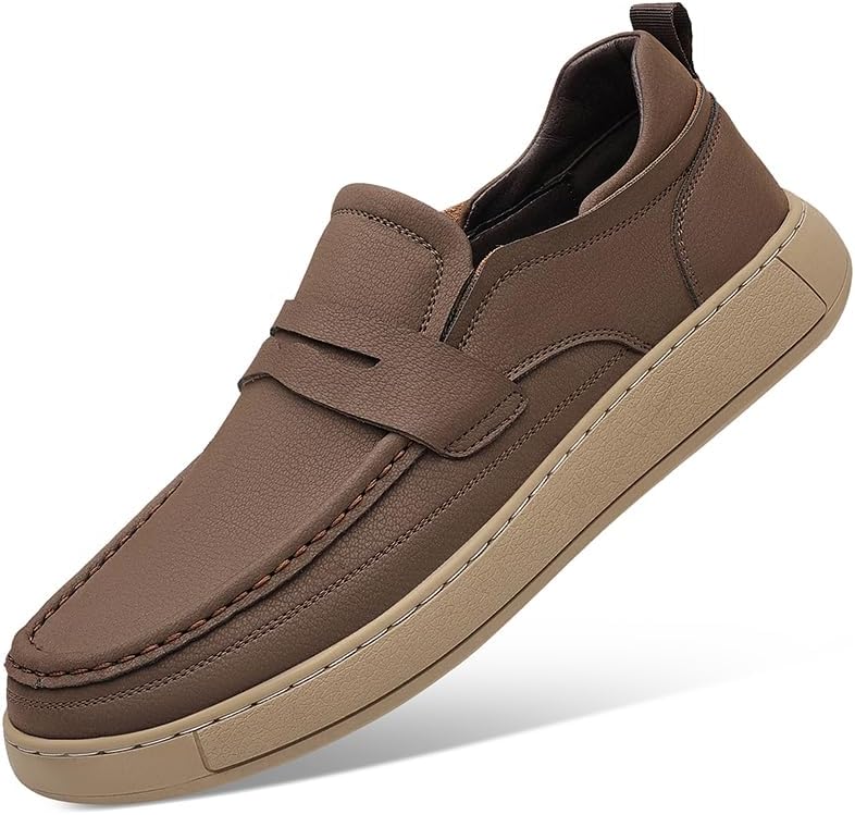 

Мужские повседневные кожаные туфли Классическая ручная строчка Мужские слипоны Балетки для вождения и делового стиля 3 цвета Размер 39-44 Sfwarmart, коричневый