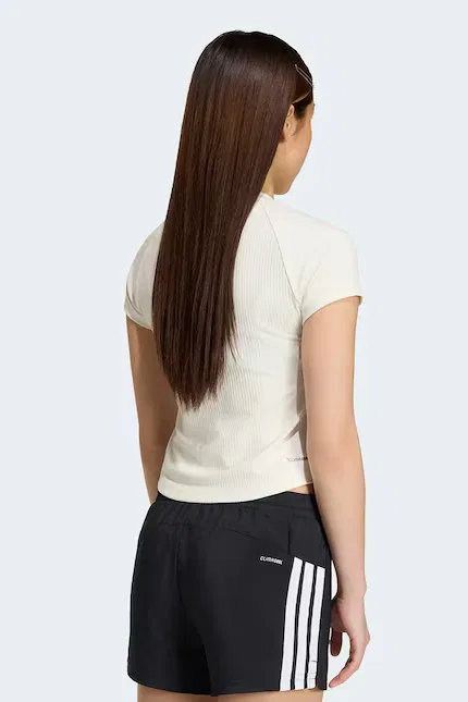 Топ с коротким рукавом кроп-топ Adidas, бежевый — фото 3