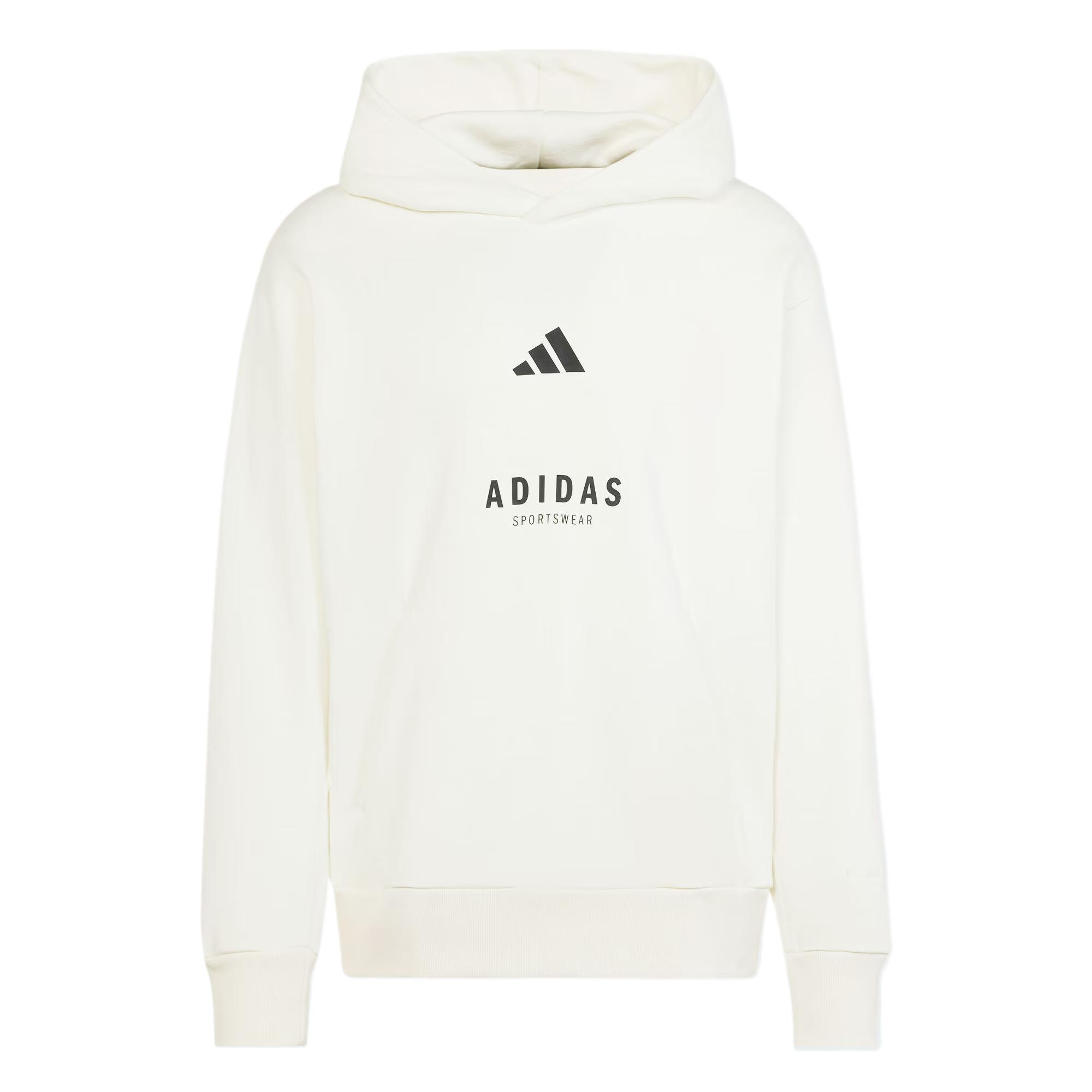 Флисовая толстовка с принтом на все сезоны Adidas, белый/черный — фото 3