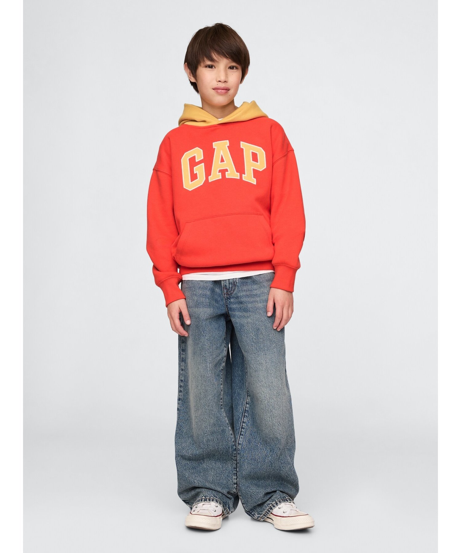 (K) Винтажная мягкая толстовка с логотипом GAP (детская), HOT_CORAL — фото 2