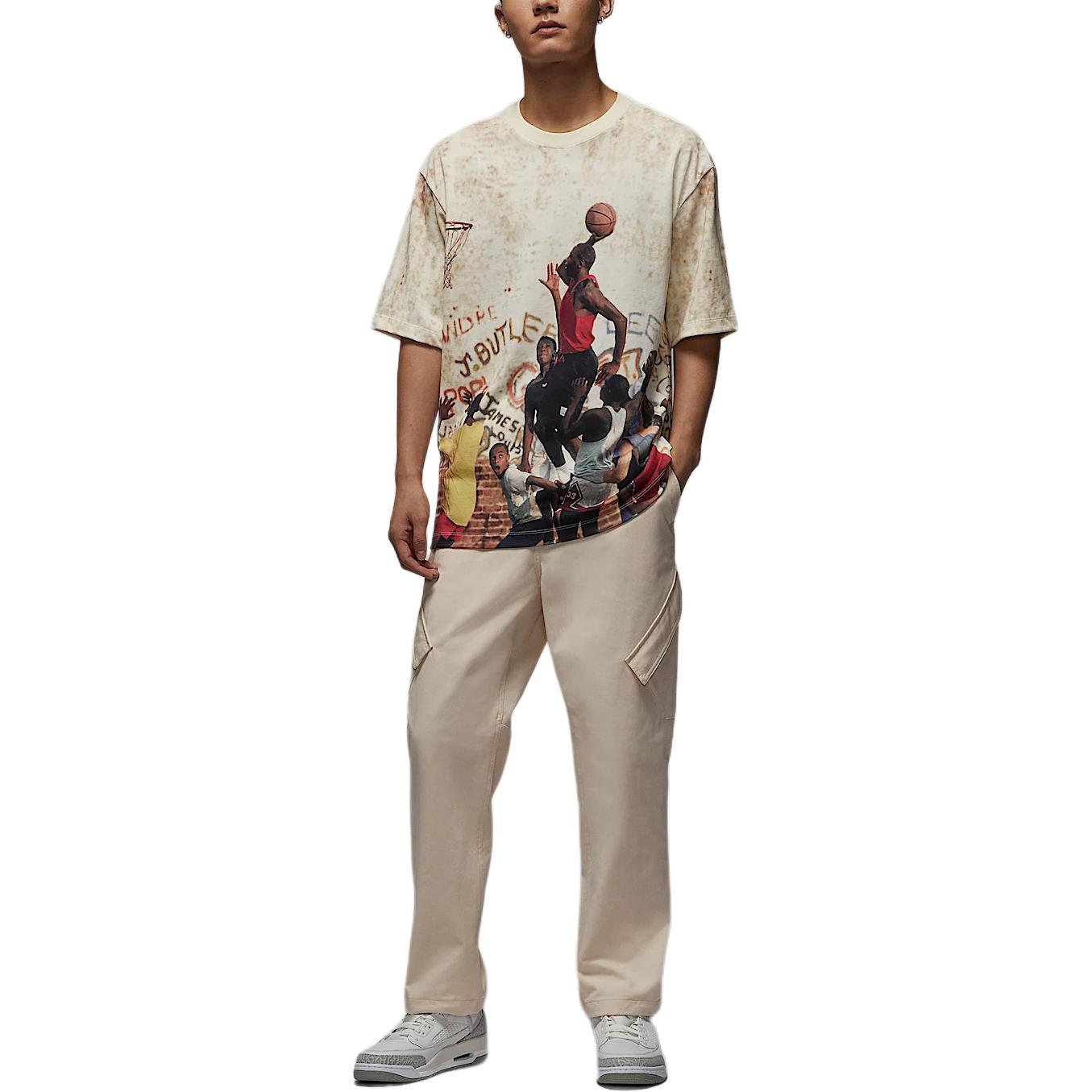 85 Графическая футболка Asia Sizing Jordan, белый/светло-коричневый/красный — фото 3