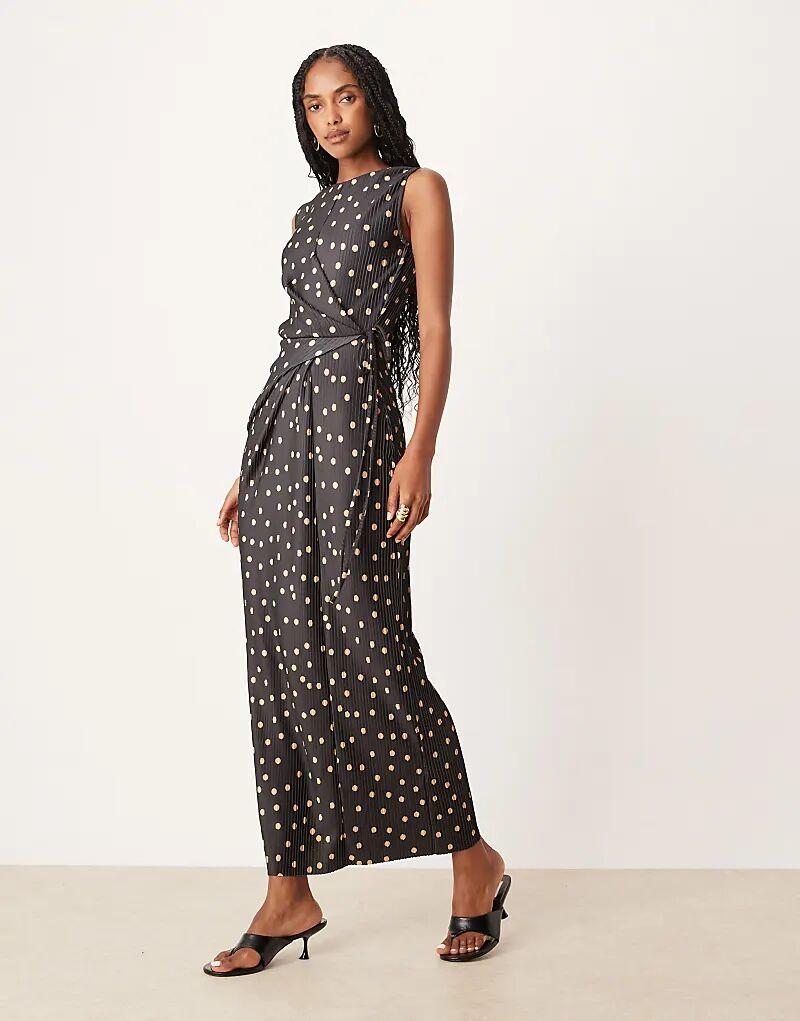

Платье макси ASOS DESIGN без рукавов, с запахом и завязкой спереди, в горошек