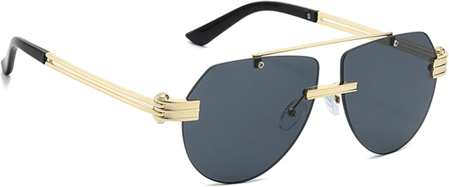 

bullabulling Ретро-солнцезащитные очки-пилот для женщин, модные солнцезащитные очки с защитой от УФ-излучения для мужчин, повседневные солнцезащитные очки для активного отдыха, Gold Gray
