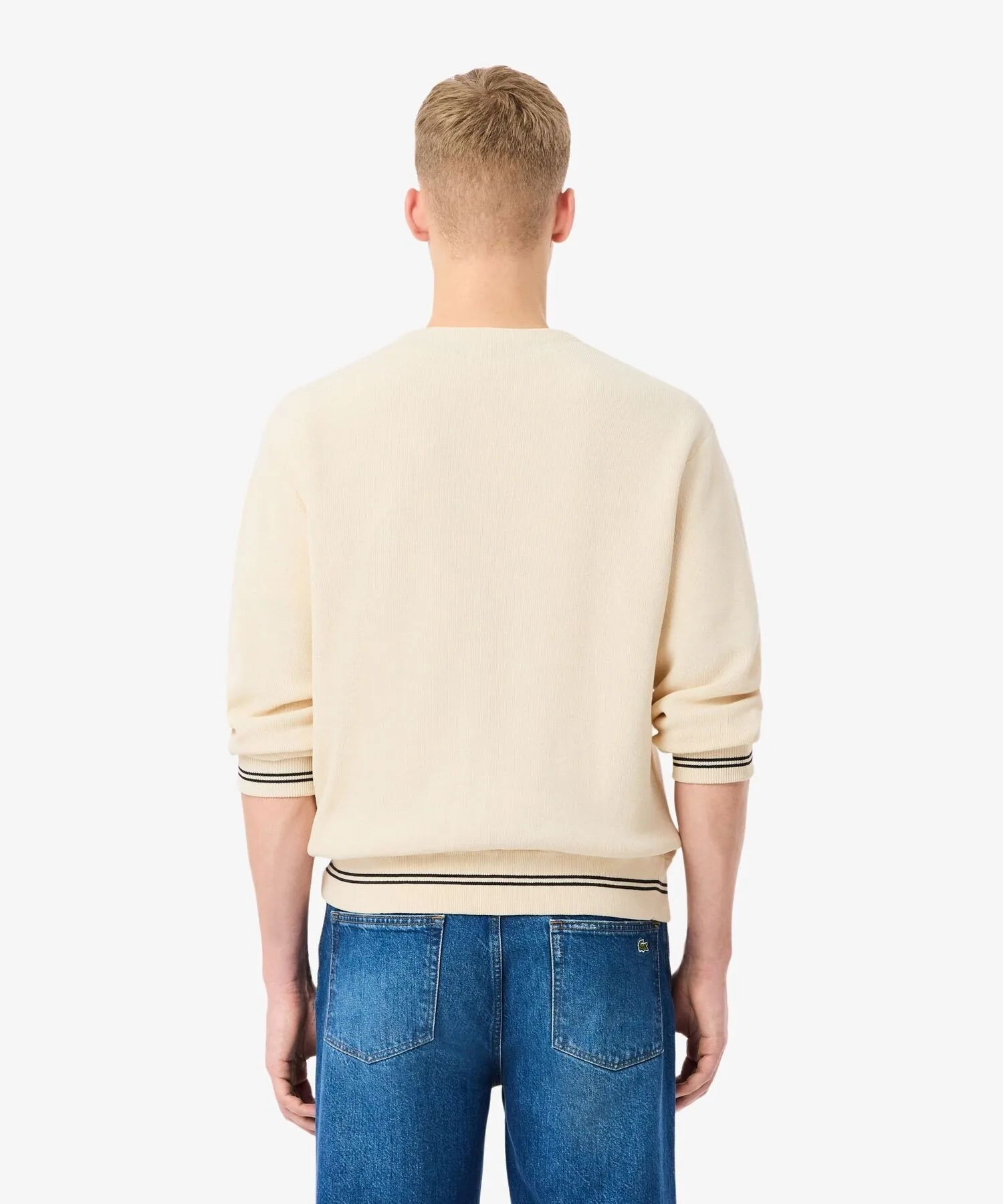 Кардиган из хлопка, связанный резинкой LACOSTE, Ivory — фото 3