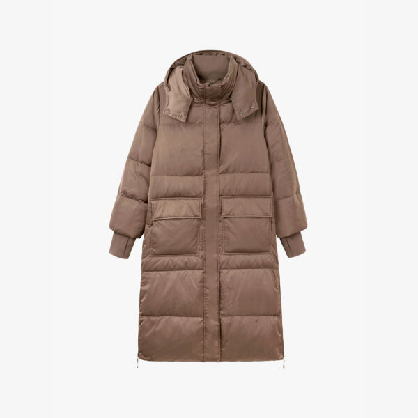 

Длинное пуховое пальто со съемным капюшоном The White Company, коричневый